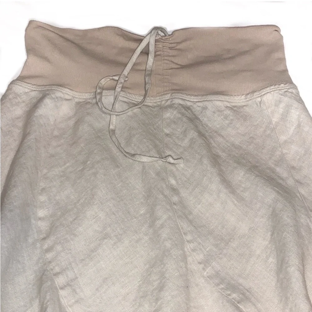 Y2K Bebe Linen Fold Over Fit & Flare Trumpet Ruffle Skirt Beige Cream S Vintage - Picture 3 of 8